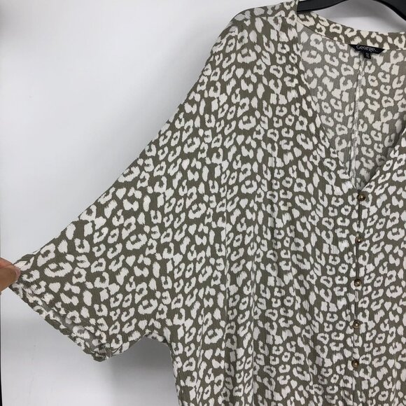 George Women's Grey abstract pattern Button $ Tie Front Dolman Blouse Size XL - Picture 5 of 16